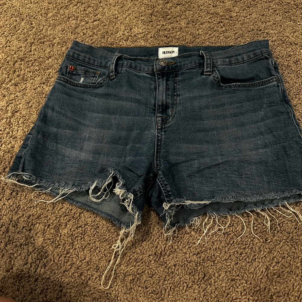 Hudson Jeans Blue Jean Shorts Distressed Cut-Off Hem